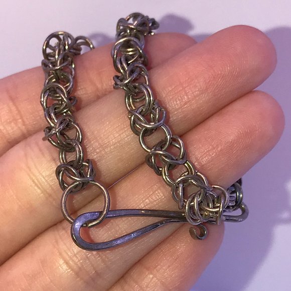 9 3/4" Sterling Silver Byzantine Chainmail Bracelet - Picture 1 of 8